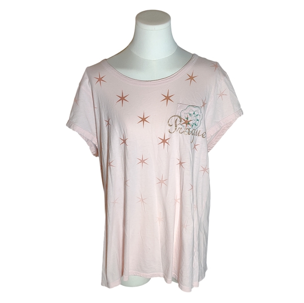 Old Navy 100% Cotton Prague Pink Short Sleeve Tee with Star Pattern Size XL